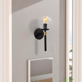 Opviq Gondol - 3042 Lámpara de pared negra con tapa de cristal